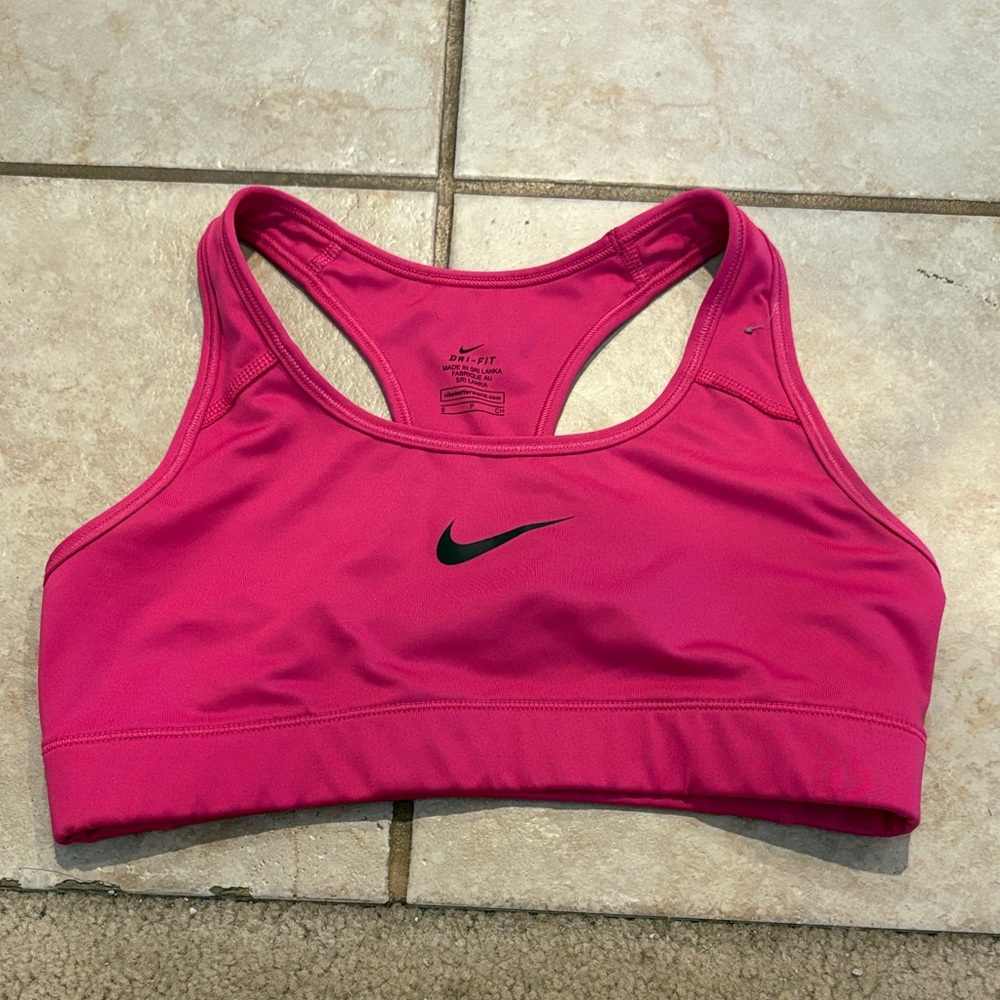 Nike Hot Pink Racerback Dri-FIT Sports Bra with Black Swoosh